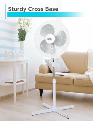 Black & Decker 18” Oscillating Pedestal Fan, 3-Speed, White (BFP18SXW)