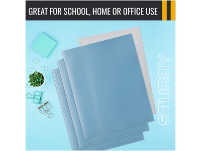 Better Office Glossy 2-Pocket Portfolio Folder, Light Blue, 25/Pack (80186-25PK)