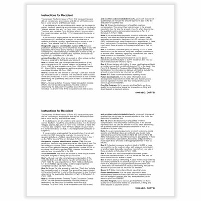 ComplyRight 2026 1099-NEC Tax Form, 1-Part, 3-Up, Recipient Copy B, 50/Pack (NEC511150)