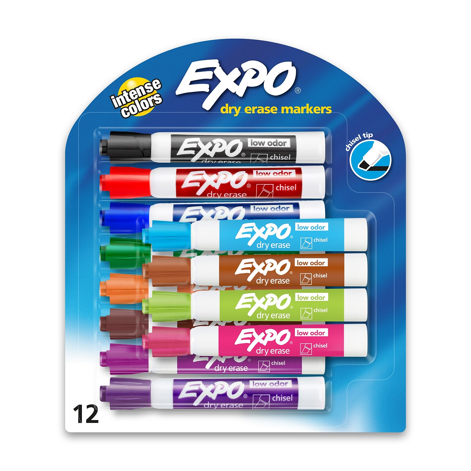Expo Tank Dry Erase Marker, Chisel Tip, Assorted, 12/Pack (80699)