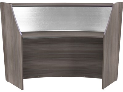 Regency Marque 72"W Curved Reception Desk Workstation, Driftwood Gray (77310GY)