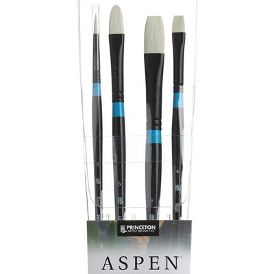 Princeton Aspen Oil and Acrylic Synthetic Variety Brush Set, 4/Pack (PBXP6500SET400)