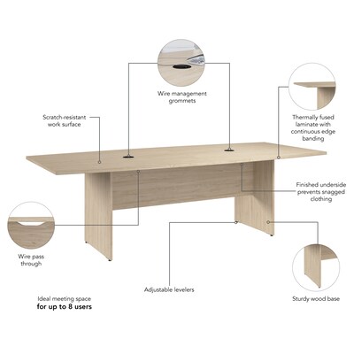 Bush Business Furniture 96"W Boat Shaped Conference Table, Natural Elm (99TB9642NEK)