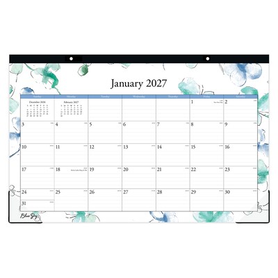 2027 Blue Sky Lindley 17 x 11 Monthly Desk Pad Calendar, Blue/White(100024-27)