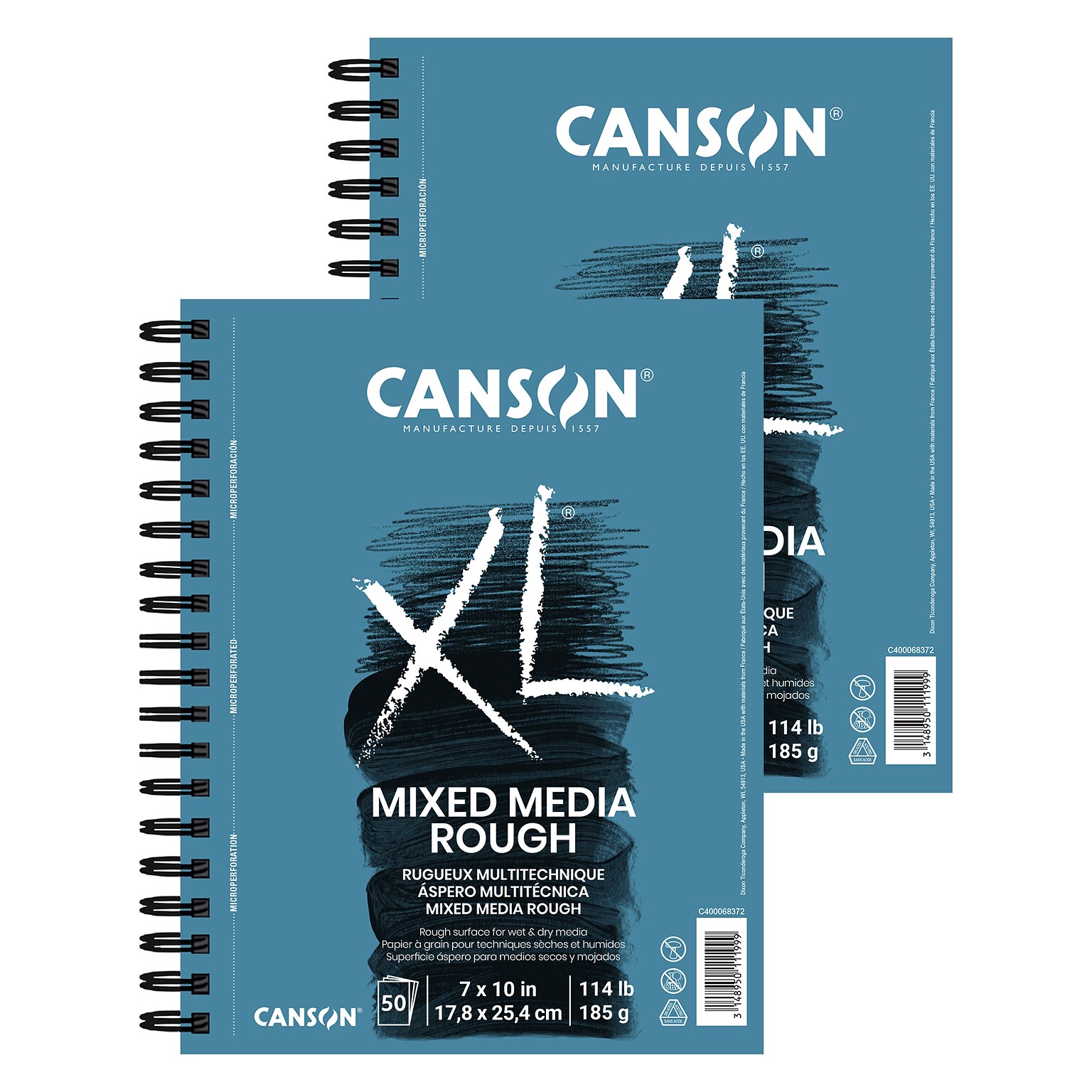 Canson XL Series 7 x 10 Wire Bound Mixed Media Sketch Pad, 50 Sheets/Pad, 2/Bundle (MCXC40006837206-2)