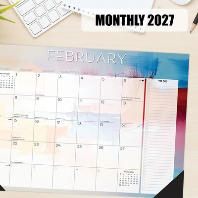 2027 Willow Creek Abstract Art 17" x 12" Monthly Desk Pad Calendar, Assorted Colors (66416)