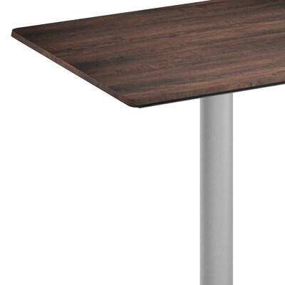 Flash Furniture Acadia Wooden Dining Table with Round Base, 23.75"D x 29.75"W, Dark Brown/Silver Base (ST2430WBRTR18S)