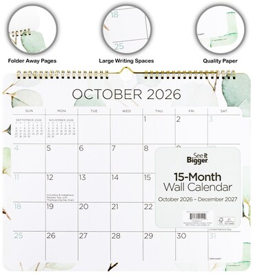 2026-2027 Overland Travelware 15" x 12" Monthly Wall Calendar (90524)