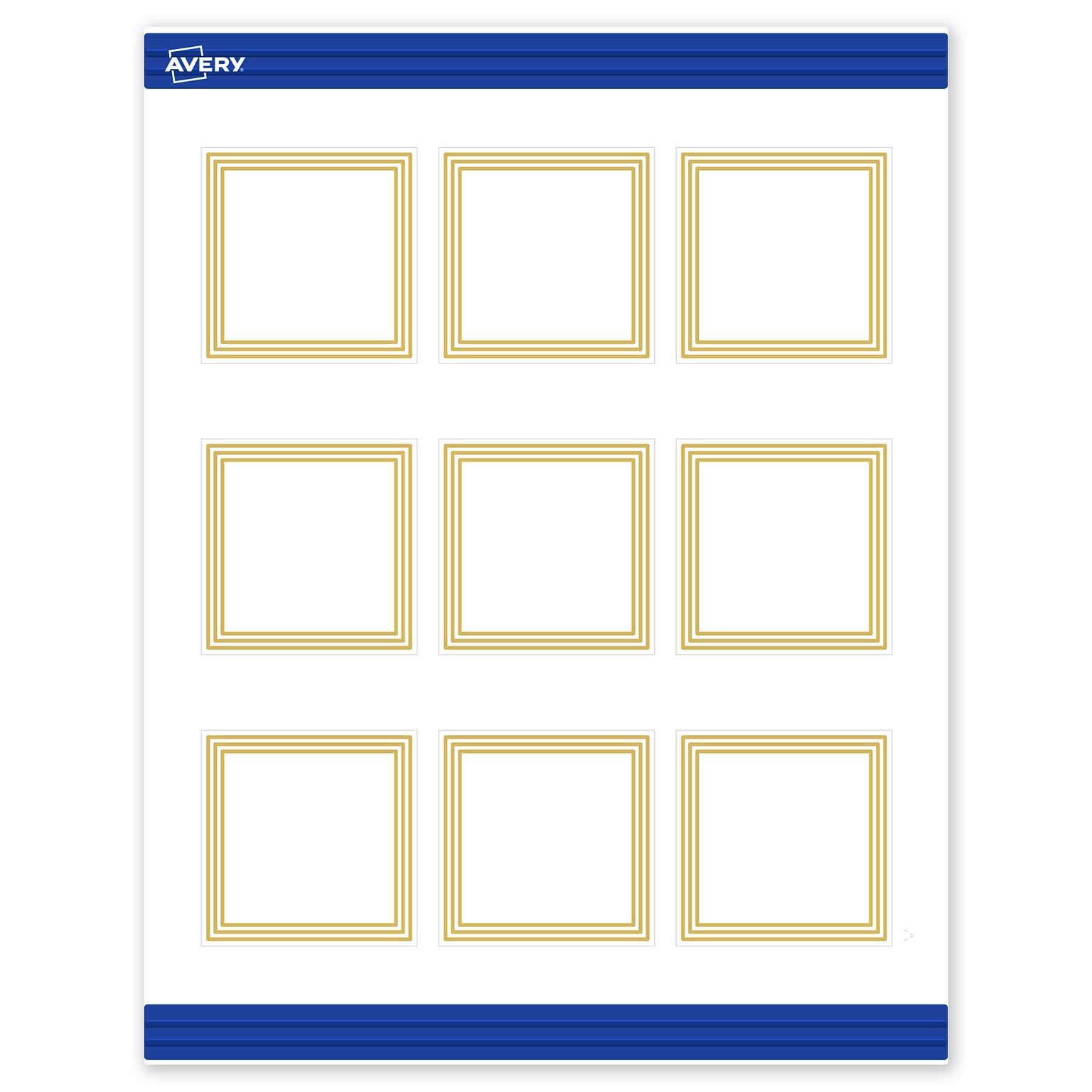 Avery Gold Multi-Lined Border Matte Blank Card, White, 90/Pack (S00-DHP)