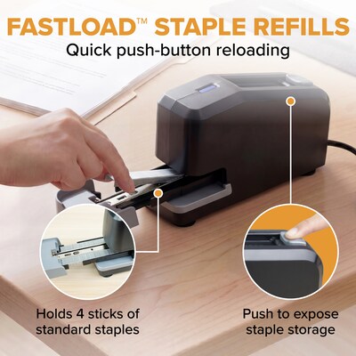 Bostitch Impulse Electric Desktop Stapler, 30-Sheet Capacity, Black, 6/Carton (02210CT)