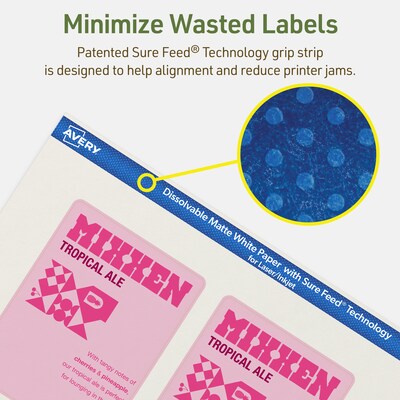 Avery Dissolvable Rectangle Multipurpose Labels, 4" x 3", Off-white, 40/Pack (94252)