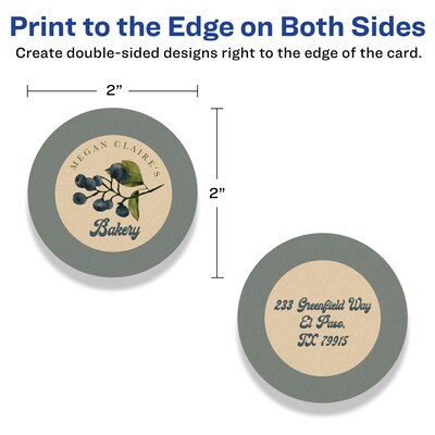 Avery Integrated Cards, 2" Dia., Matte Kraft Brown, 120/Pack (95268)