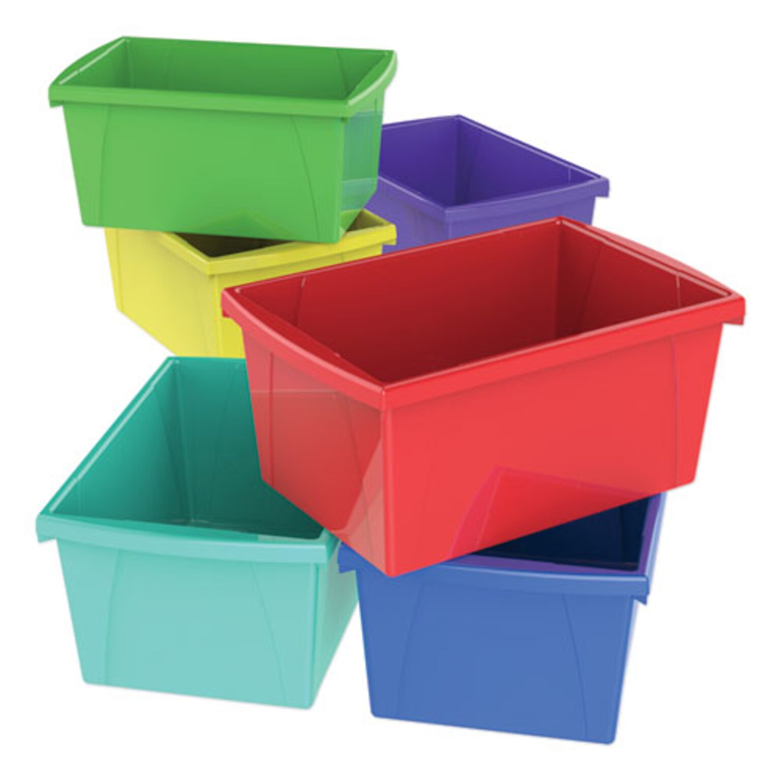 Storex 22 Quart Storage Bins, Assorted Colors, 6/Carton (STX61515U06C)