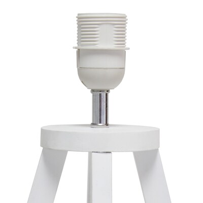 Simple Designs Interlocked Triangular White Wood Table Lamp with Gray Fabric Shade (LT1069-WHG)