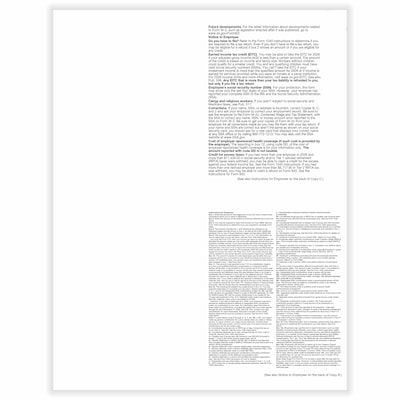 ComplyRight 2026 W-2 Tax Form, 1-Part, 4-Up, Employee Copy B, C, and 2, 50/Pack (520550)