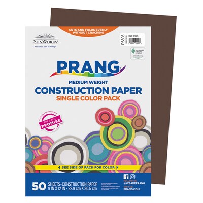 Prang 9 x 12 Construction Paper, Dark Brown, 50 Sheets/Pack, 10 Packs/Bundle (PAC6803-10)