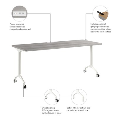 Bush Business Furniture Synergy 72"W Rectangular Conference Table, Platinum Gray (SGD272PG)