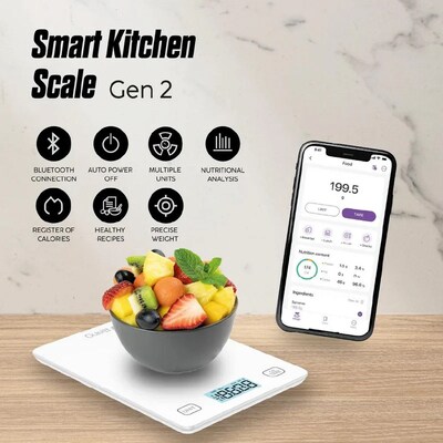 Cubitt Stainless Steel Smart Kitchen Scale, Snow White (CTK-7)
