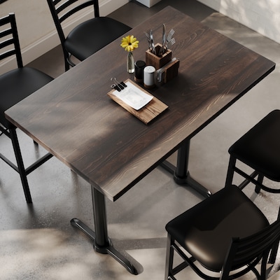 Flash Furniture Bennett Wooden Commercial Indoor Table, 48" x 30", Dark Brown Top/Black Base (GSF3048DBT0522B)