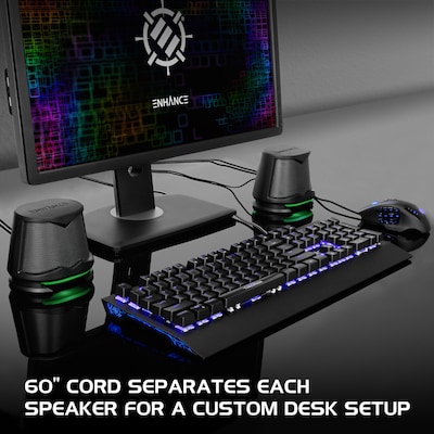ENHANCE SB2 Computer Speaker System, Black/Green LEDs (ENPCSB2100GNWS)