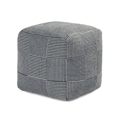 Anji Mountain Branford Ivory Gray Fabric Square Pouf Ottoman (AMBPF108-1818)