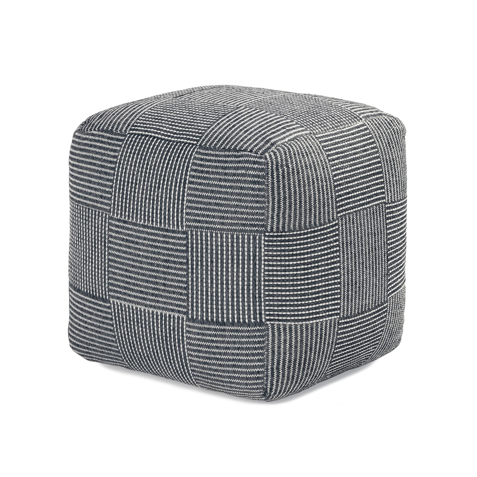 Anji Mountain Branford Ivory Gray Fabric Square Pouf Ottoman (AMBPF108-1818)