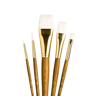 Princeton RealValue Short Handle Mixed Media Synthetic Taklon Variety Brush Set, 5/Set, 2 Sets/Bundle (PBXPR9144-2)