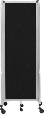 National Public Seating Robo Series 3-Panel Folding Mobile Room Divider, 72"H x 72"W, Black Fabric (RDG6-3PT10)