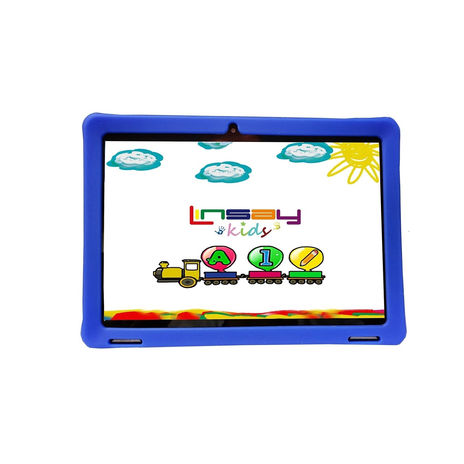 LINSAY 10.1 Octa Core Tablet, 4GB RAM, 128GB Storage, Android 13, Bundled with Blue Kids Defender Case