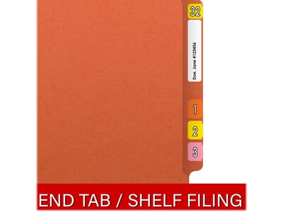 Medical Arts Press Reinforced End Tab File Folder, Straight Cut, Letter-Size, Orange, 50/Box (S-01502-ORG)