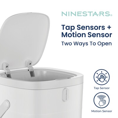NineStars Plastic Indoor Automatic Sensor Trash Can Set, 13 Gallons & 3.2 Gallons, White, (CB-DZT-50-36/12-36WH)