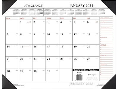 2024 AT-A-GLANCE 21.75 x 17 Monthly Desk Pad Calendar, Black/Red (SK1170-00-24)