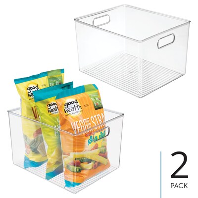 Plastic Storage Bins with Handles for Household Storage and Organization - Ideal for Kitchen, Bathro