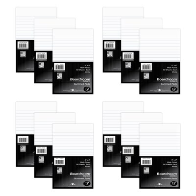 Roaring Spring Paper Products Boardroom Series Notepad, 5 x 8, Wide Ruled, White, 50 Sheets/Pad, 144 Pads/Carton (24529CS)
