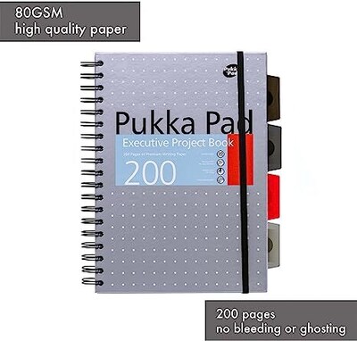 Pukka Pad Metallic 5-Subject Subject Notebooks, 6.9" x 9.8", College Ruled, 100 Sheets, Assorted Colors, 3/Pack (9589-MET)