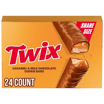 Twix Share Size Caramel Chocolate Cookie Bar, 3.02 oz., 24/Box (MMM35387)