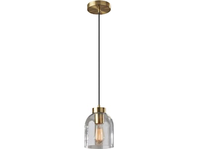 Adesso Bristol 1-Light Incandescent Pendant, Antique Brass/Clear (4287-21)