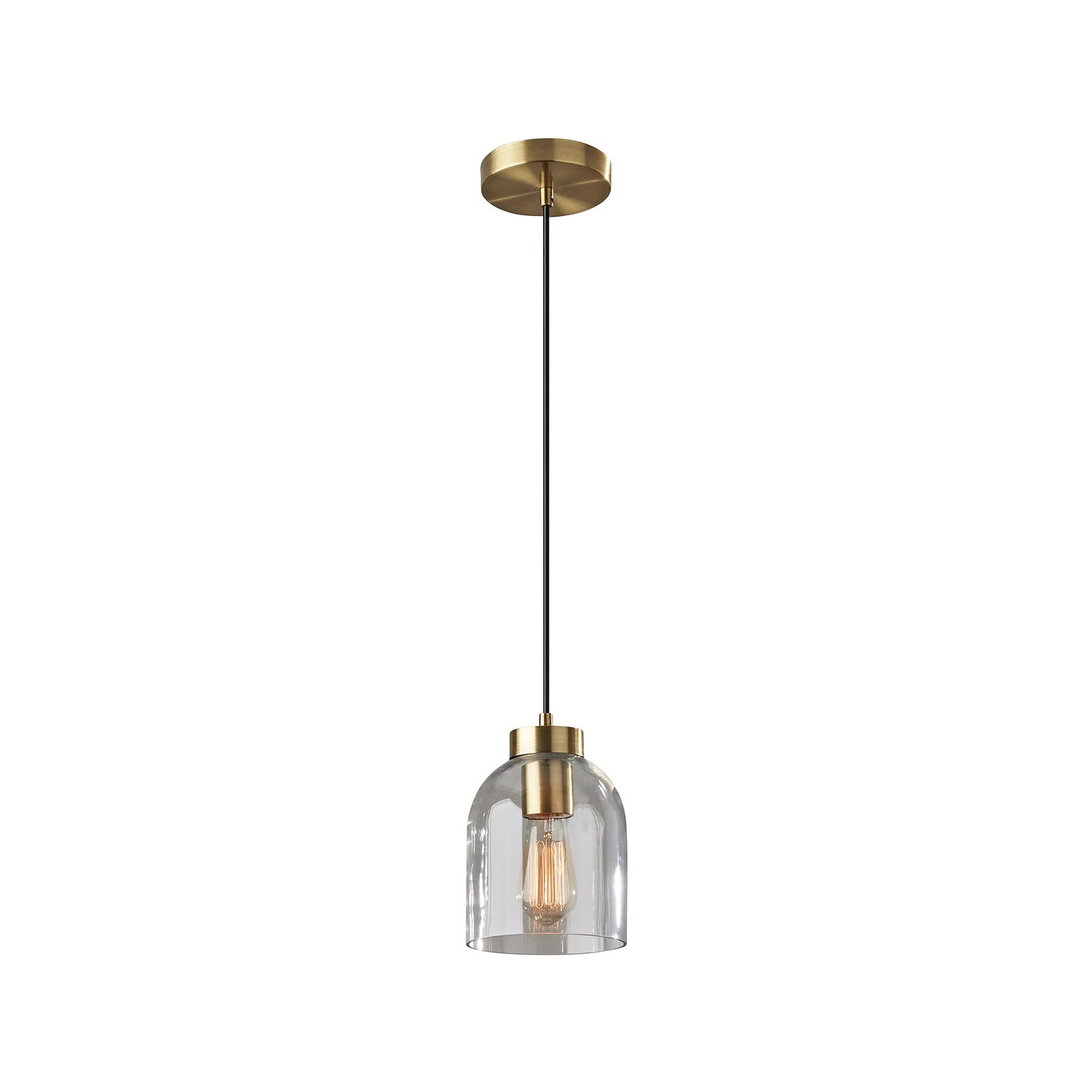 Adesso Bristol 1-Light Incandescent Pendant, Antique Brass/Clear (4287-21)