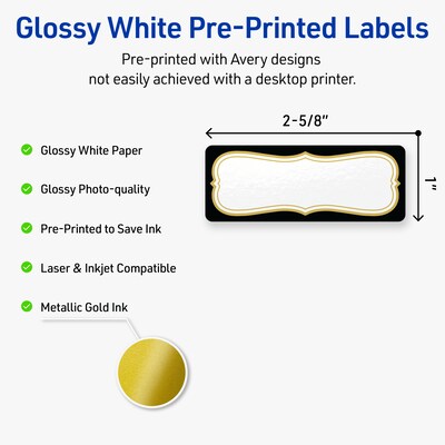 Avery Rectangle Laser/Inkjet Multipurpose Labels, 1 x 2-5/8, White, 160/Pack (19479370878)
