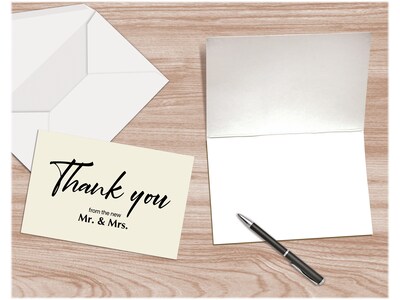 Better Office Wedding Thank You Cards with Envelopes, 4" x 6", White/Black, 120/Pack (64642-120PK)
