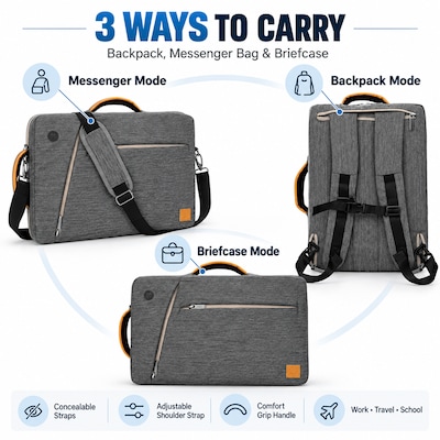 VanGoddy Laptop Messenger, Gray Nylon (LAPLEA022)