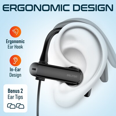 Delton 24EC Wired Stereo Earbuds, USB-C, Black (DWH24EC)