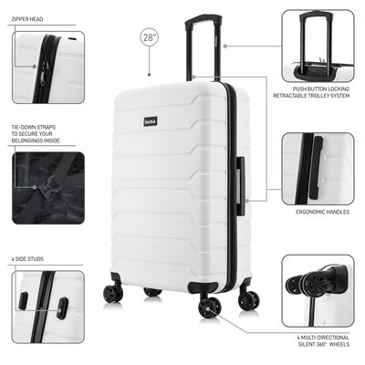 InUSA Trend 28" Hardside Suitcase, 4-Wheeled Spinner, TSA Checkpoint Friendly, White (IUTRE00L-WHI)