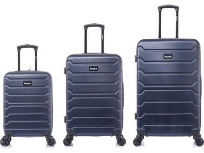 InUSA Trend Polycarbonate/ABS 3-Piece Luggage Set, Blue (IUTRESML-BLU)