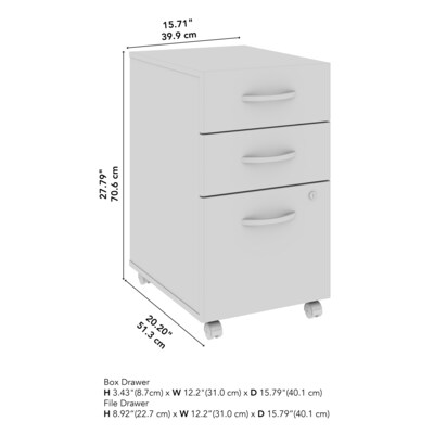 Bush Business Furniture Arrive 3 Drawer Mobile File Cabinet - Assembled, Natural Elm (ARF116NE-Z)