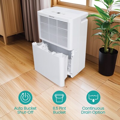 Hisense Energy Star 25-Pint Portable Dehumidifier, Single Speed, Covers up to 1,500 sq. ft., White (ADH25K26)