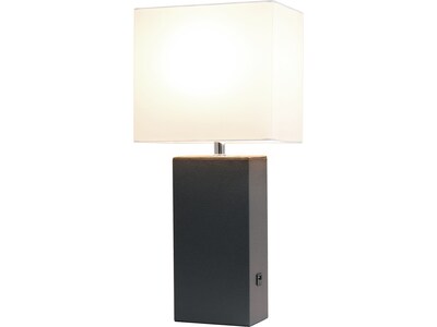 Lalia Home Lexington Table Lamp, Brown Faux Leather (LHT-3012-BW)