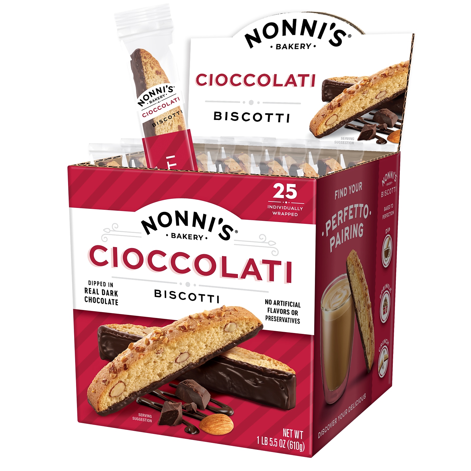 Nonni’s Dark Chocolate Italian Biscotti Cookies, 5.5 oz., 25 Cookies/Box (NSD97651)