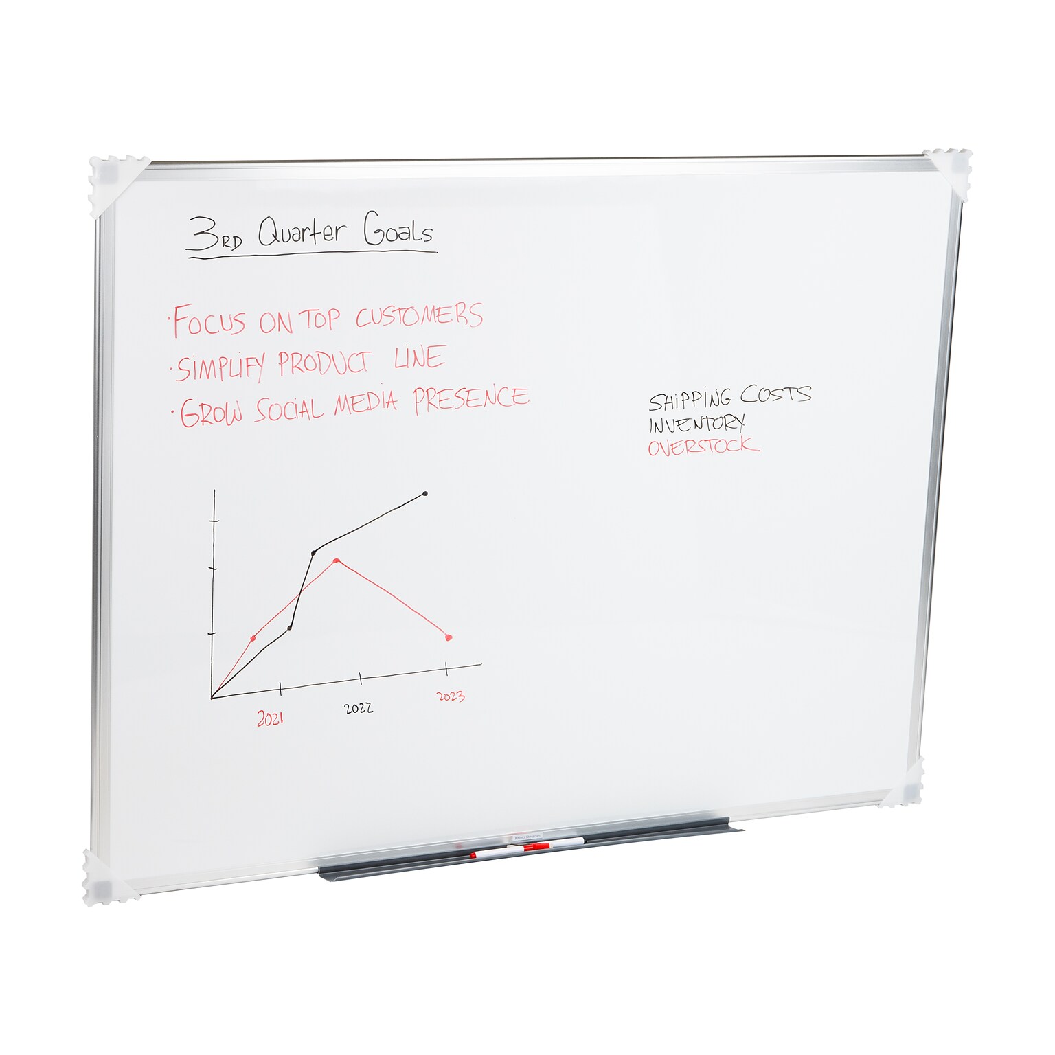 Mind Reader Dry-Erase Whiteboard Wall Mount With Eraser Marker Shelf, 36 x 48 (OFFBOARD-WHT)
