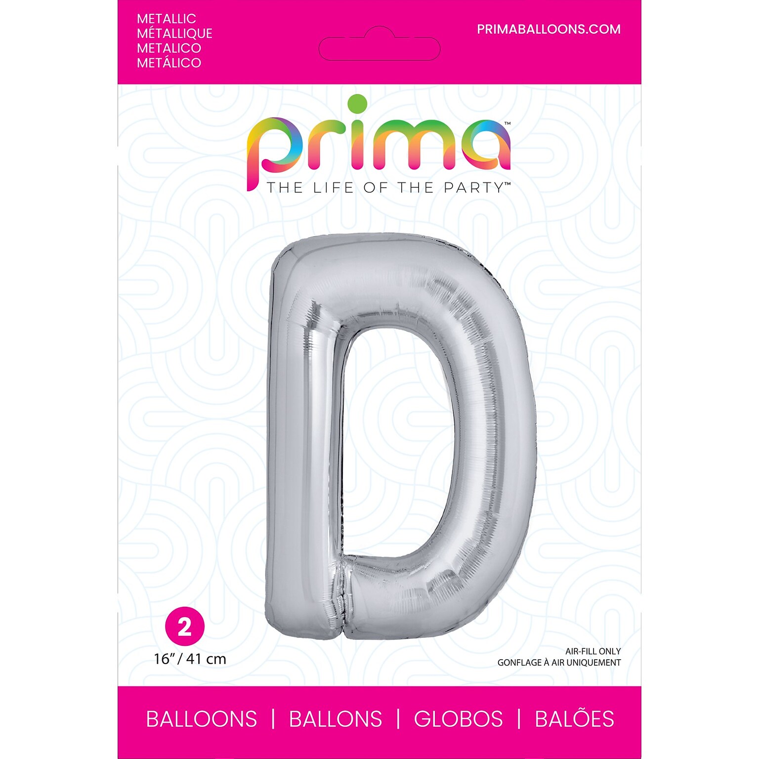 Party City (Air-Filled) 16 D Foil Balloon, Silver, 2/Pack (AM60050268-18)